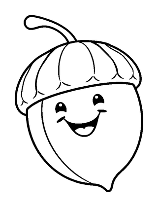 Acorn Colouring Page (Toddler, Bold & Easy)