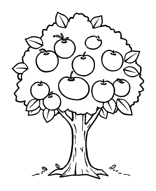 Apple Tree colouring page — free printable for kids