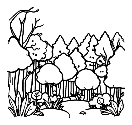 Autumn Forest Colouring Page (Kids, Bold & Easy)