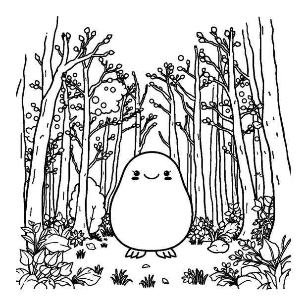 Autumn Forest colouring page — free printable for toddlers