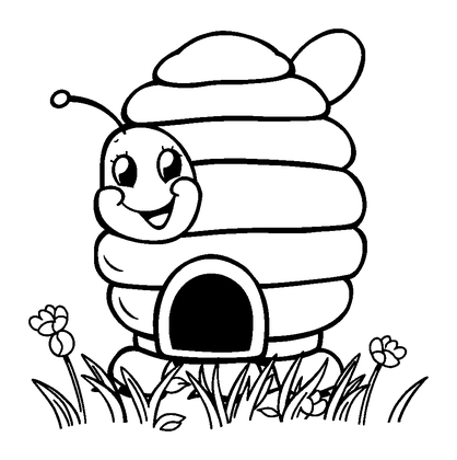 Beehive Colouring Page (Kids, Bold & Easy)