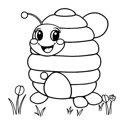 Beehive Colouring Page (Toddler, Bold & Easy)