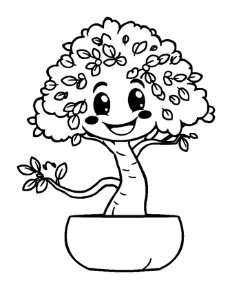 Bonsai Tree Colouring Page (Kids, Standard)