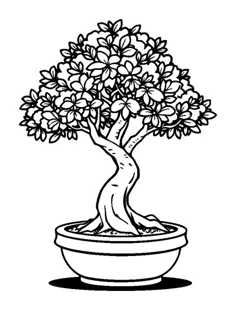 Bonsai Tree colouring page — free printable for kids