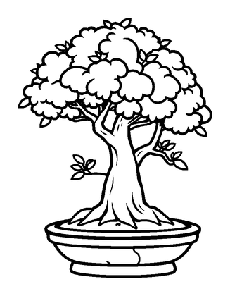Bonsai Tree Colouring Page (Toddler, Bold & Easy)
