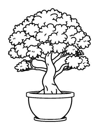 Bonsai Tree Colouring Page (Toddler, Bold & Easy)