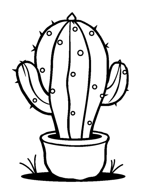 Cactus colouring page — free printable for kids
