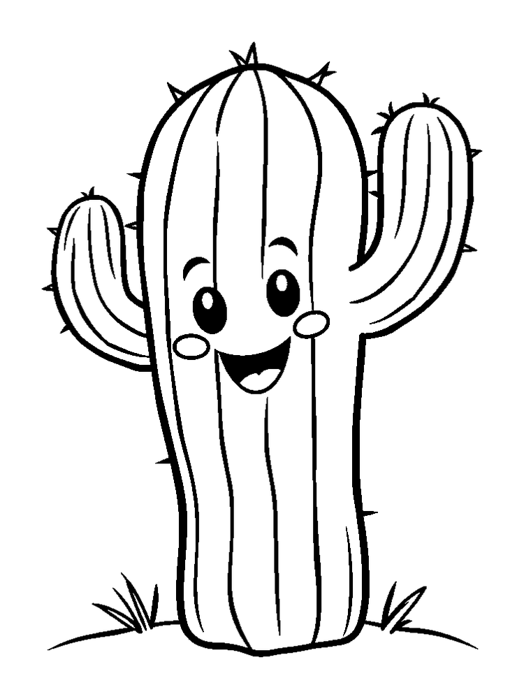 Cactus colouring page — free printable for toddlers