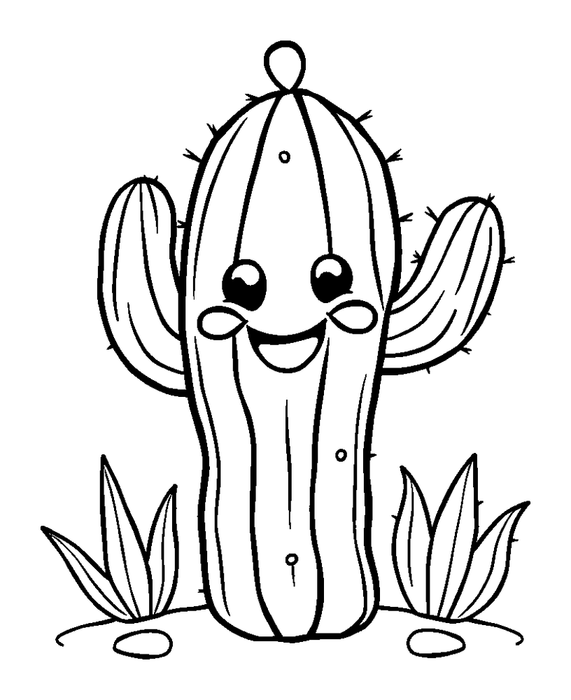 Cactus colouring page — free printable for toddlers