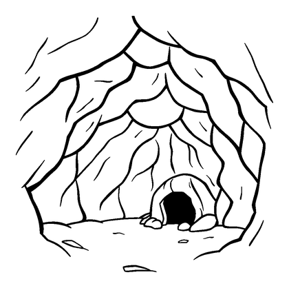 Cave Colouring Page (Kids, Bold & Easy)