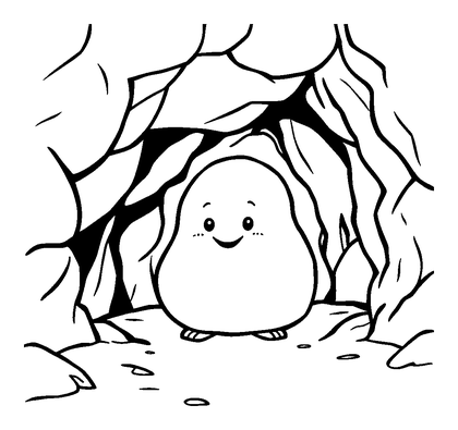 Cave Colouring Page (Toddler, Bold & Easy)