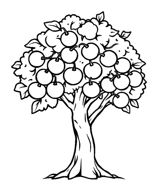 Cherry Tree colouring page — free printable for toddlers