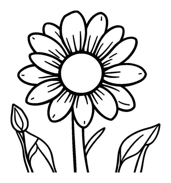 Daisy colouring page — free printable for toddlers