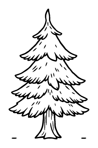 Fir Tree colouring page — free printable for kids