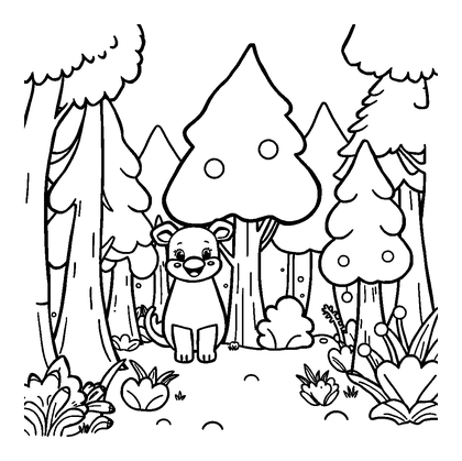 Forest Colouring Page (Kids, Standard)
