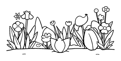 Garden Colouring Page (Kids, Bold & Easy)