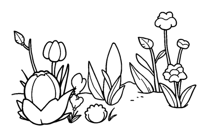 Garden Colouring Page (Kids, Bold & Easy)