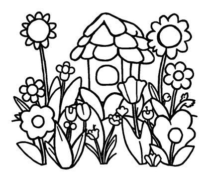 Garden Colouring Page (Kids, Standard)