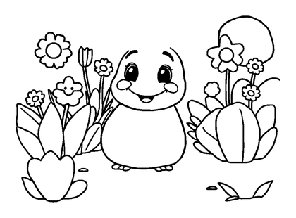 Garden Colouring Page (Toddler, Bold & Easy)
