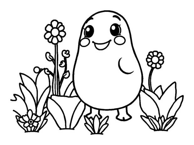 Garden colouring page — free printable for toddlers