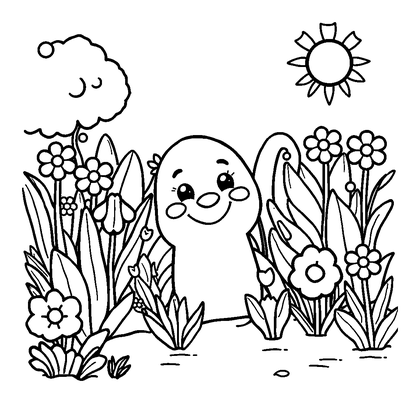 Garden Colouring Page (Toddler, Standard)