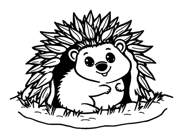 Hedgehog Burrow colouring page — free printable for toddlers