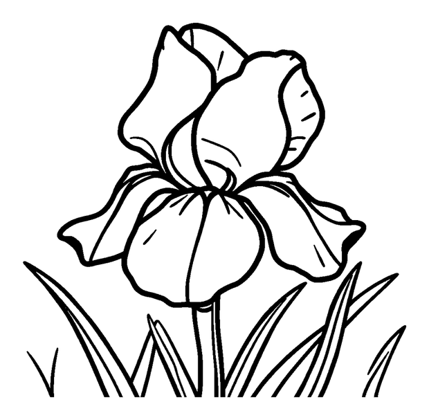 Iris Bloom colouring page — free printable for kids