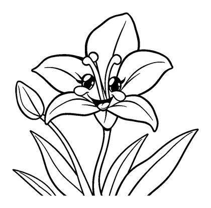 Lily Colouring Page (Kids, Bold & Easy)