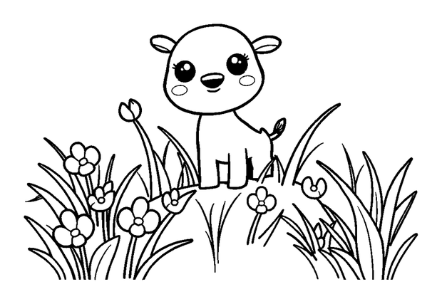Meadow colouring page — free printable for kids