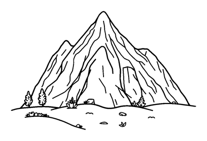 Mountain Colouring Page (Kids, Bold & Easy)