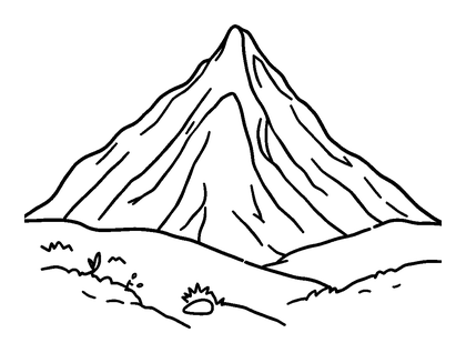 Mountain Colouring Page (Kids, Bold & Easy)
