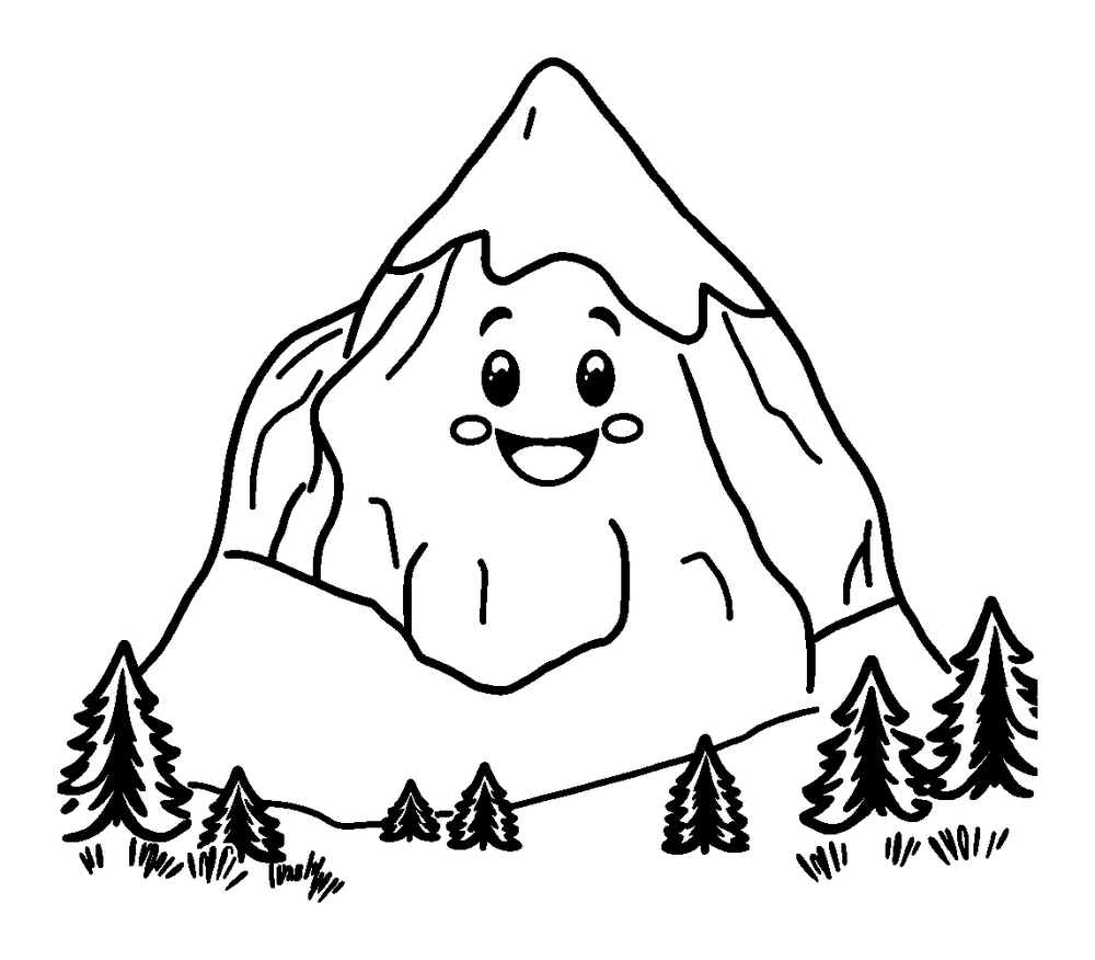 Mountain colouring page — free printable for toddlers