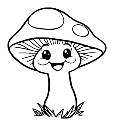 Mushroom Colouring Page (Toddler, Bold & Easy)