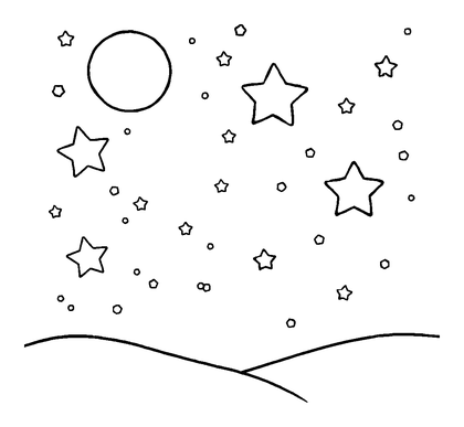 Night Sky Stars Colouring Page (Kids, Standard)