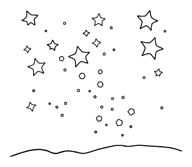 Night Sky Stars colouring page — free printable for toddlers