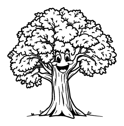 Oak Tree Colouring Page (Kids, Bold & Easy)