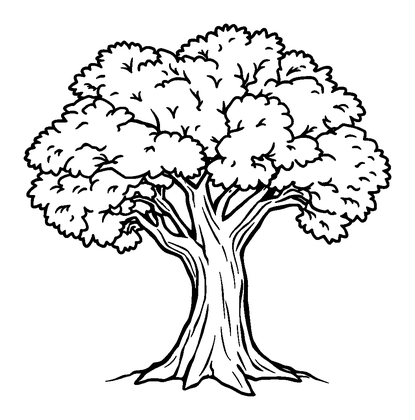Oak Tree Colouring Page (Kids, Bold & Easy)