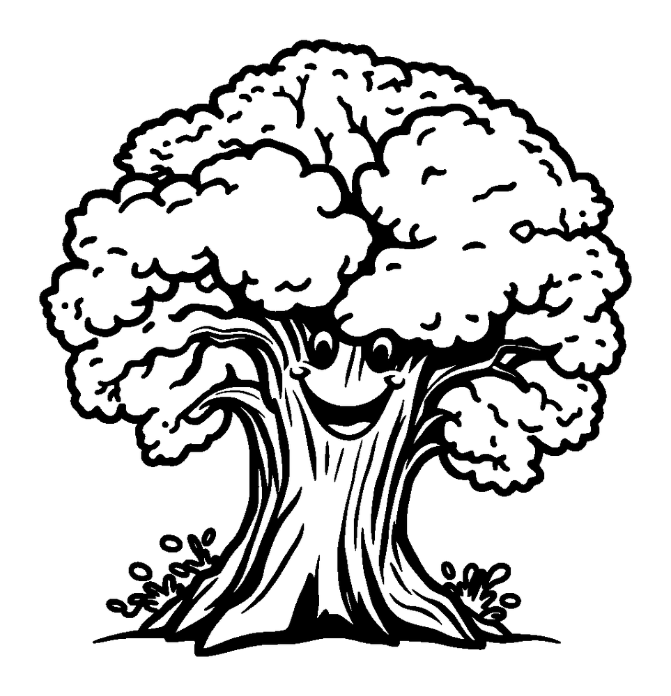 Oak Tree colouring page — free printable for toddlers