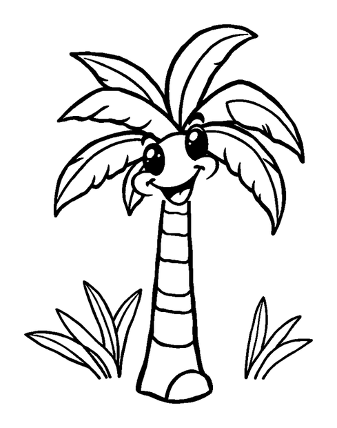 Palm Tree colouring page — free printable for kids