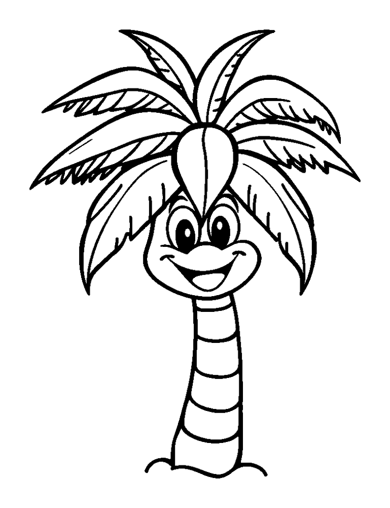 Palm Tree colouring page — free printable for toddlers