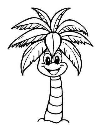 Palm Tree Colouring Page (Toddler, Bold & Easy)