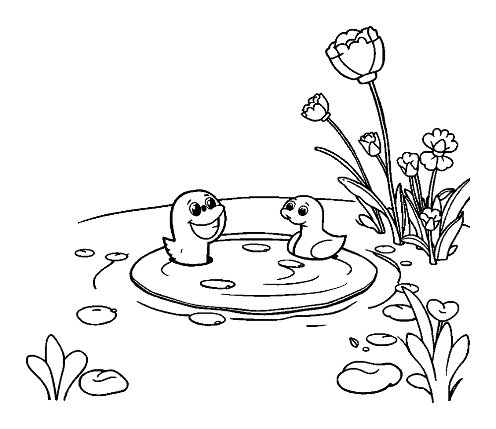 Pond colouring page — free printable for kids