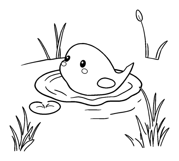 Pond colouring page — free printable for kids