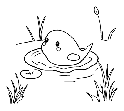 Pond Colouring Page (Kids, Bold & Easy)
