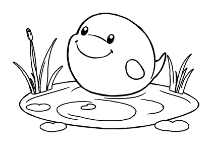 Pond Colouring Page (Toddler, Bold & Easy)