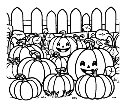 Pumpkin Patch Colouring Page (Kids, Standard)