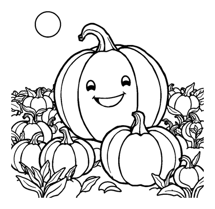 Pumpkin Patch Colouring Page (Toddler, Bold & Easy)