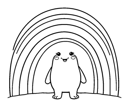 Rainbow Colouring Page (Toddler, Bold & Easy)