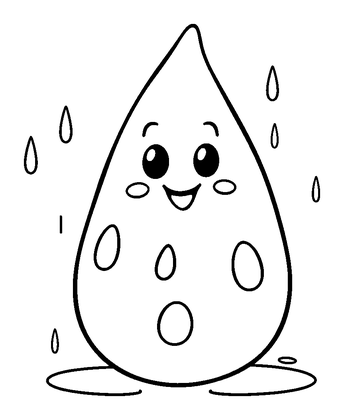 Raindrop Colouring Page (Toddler, Bold & Easy)