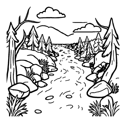 River Colouring Page (Kids, Bold & Easy)